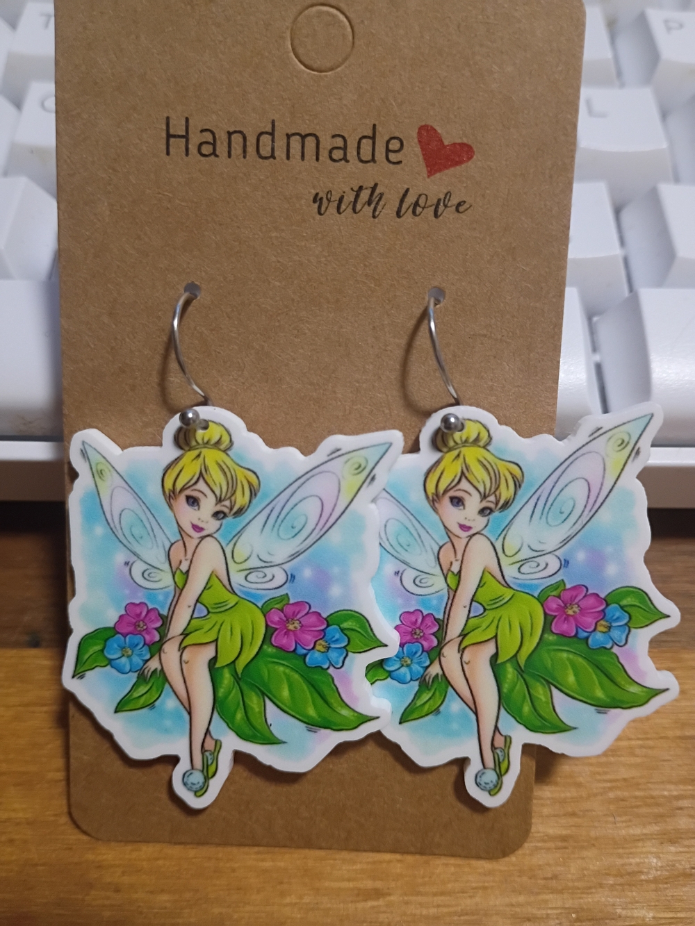 Tinkerbell Fairy Kids Earrings in Blue & Green